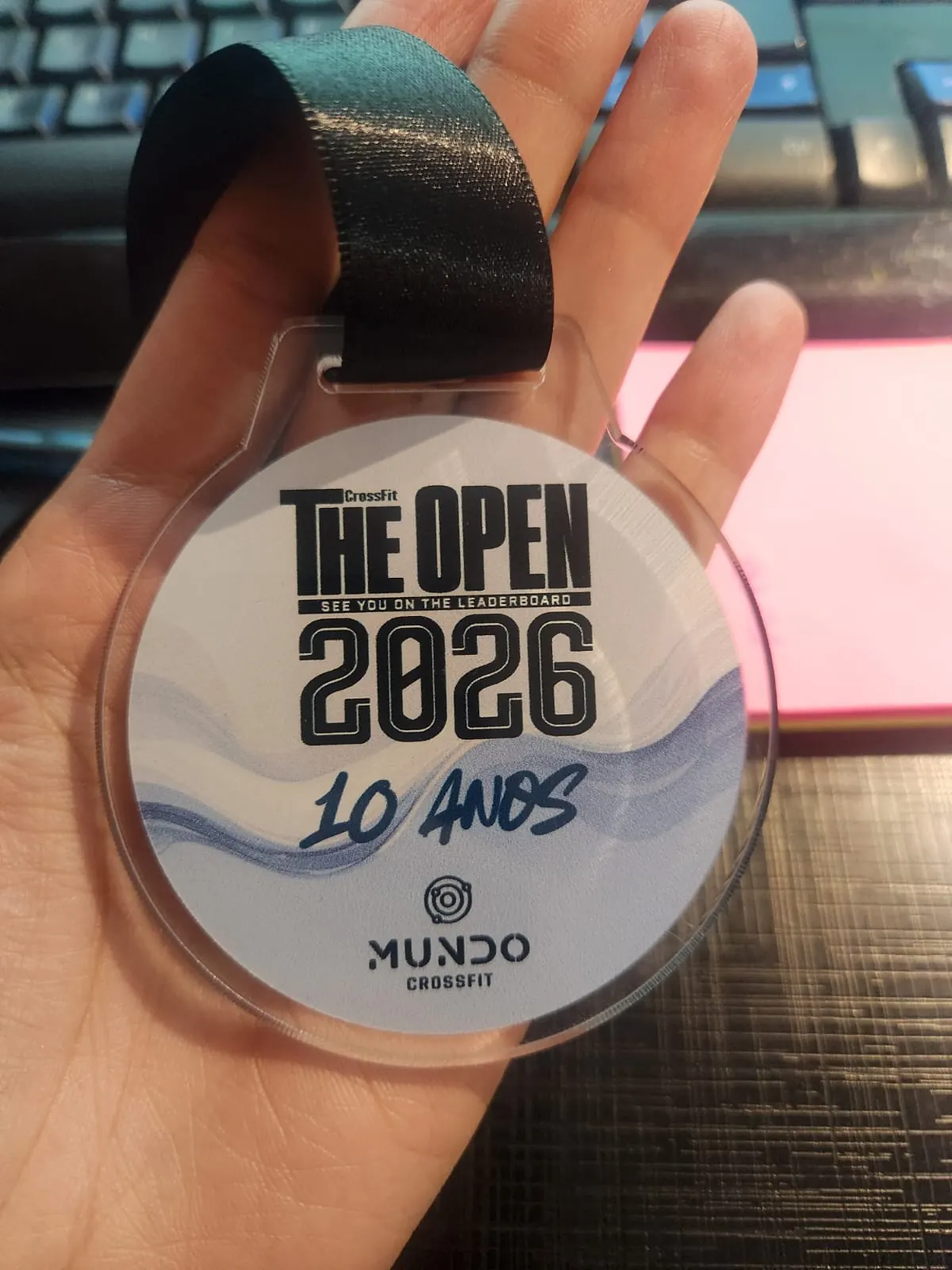 Medalha The Open 2026. Acrílico cristal com impressão UV para box de CrossFit