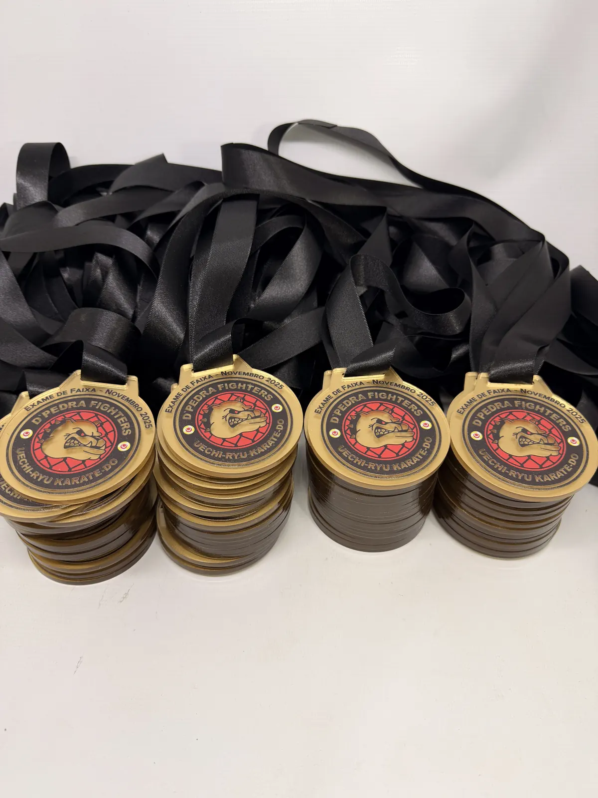 Lote D'Pedra Fighters. Medalhas em camadas prontas para a entrega