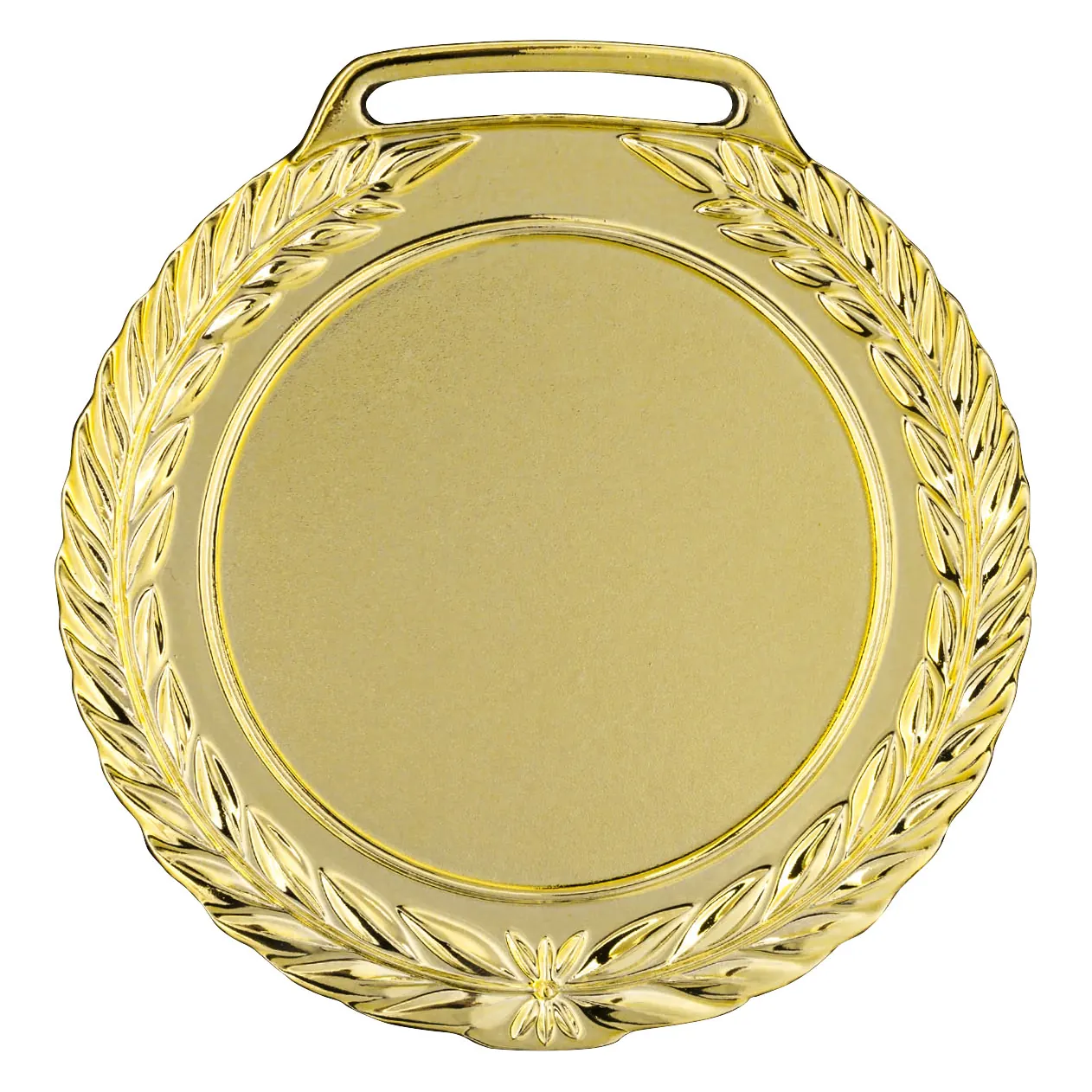 Medalha de metal modelo Louros 7,5 cm na cor dourada