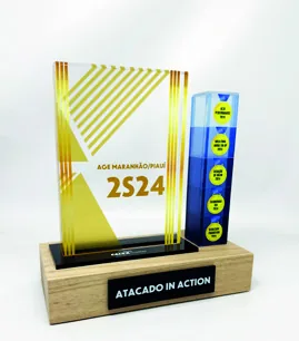 Troféu Atacado in Action. Troféu alto padrão em acrílico