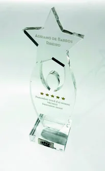 Troféu Estrela em cristal. Troféu alto padrão em acrílico