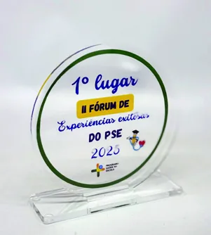 Troféu Fórum PSE. Troféu padrão em acrílico com impressão UV