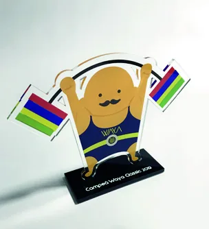 Troféu Mascote. Troféu padrão em acrílico com impressão UV