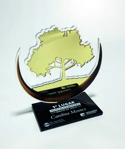Troféu Árvore dourada. Troféu padrão médio em acrílico
