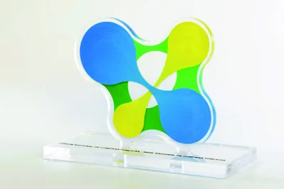Troféu Conexões. Troféu padrão médio em acrílico