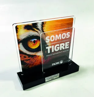 Troféu Somos Tigre. Padrão médio com base montada tipo caixa