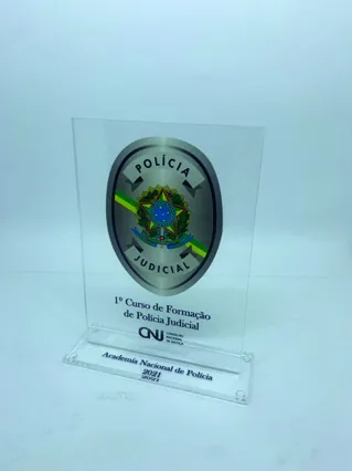 Troféu Polícia Judiciária CNJ. Troféu padrão em acrílico com impressão UV