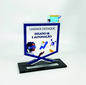 Troféu Unidade Destaque. Troféu padrão em acrílico com impressão UV