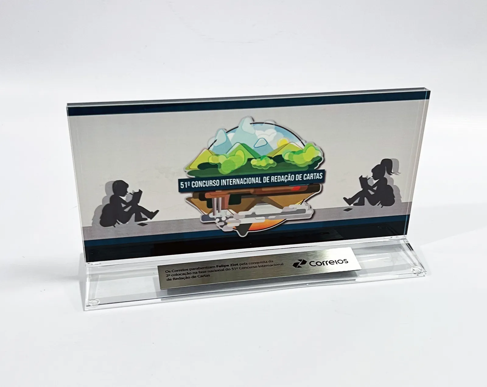Troféu Correios. Acrílico com impressão UV