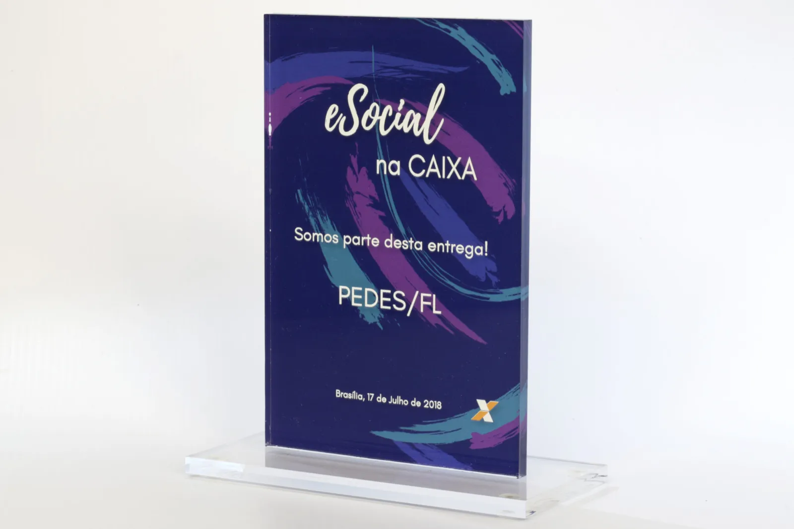 Troféu eSocial Caixa. Acrílico com UV