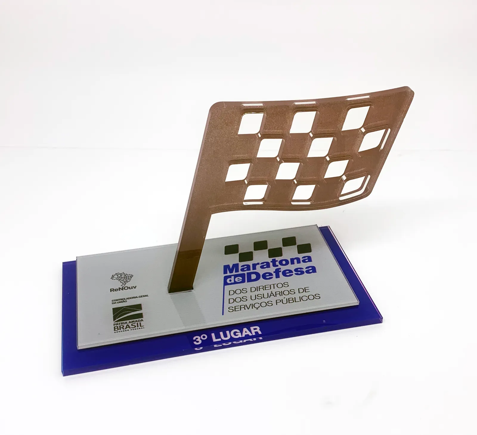 Troféu Maratona bronze. Bandeira quadriculada