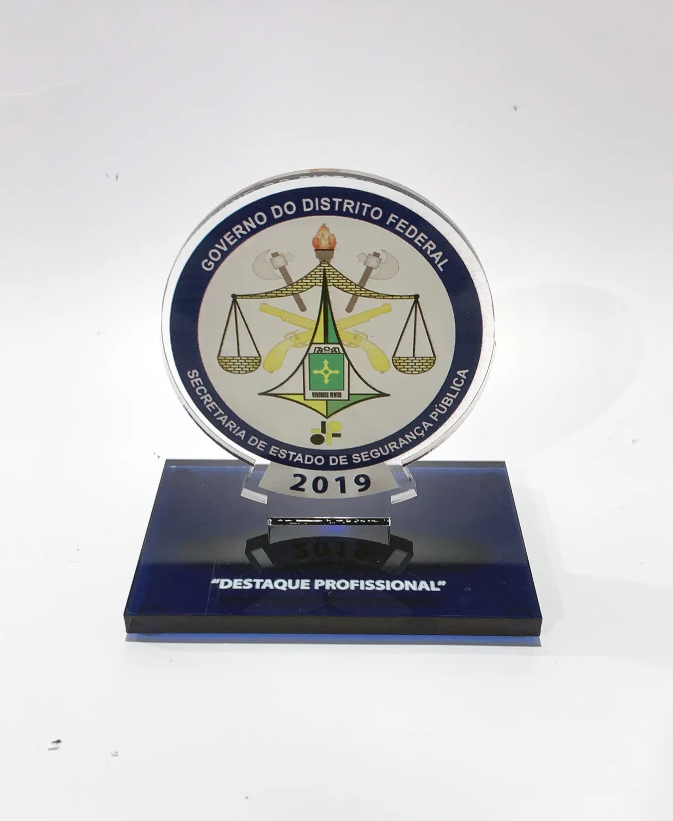 Troféu Segurança. Acrílico com brasão