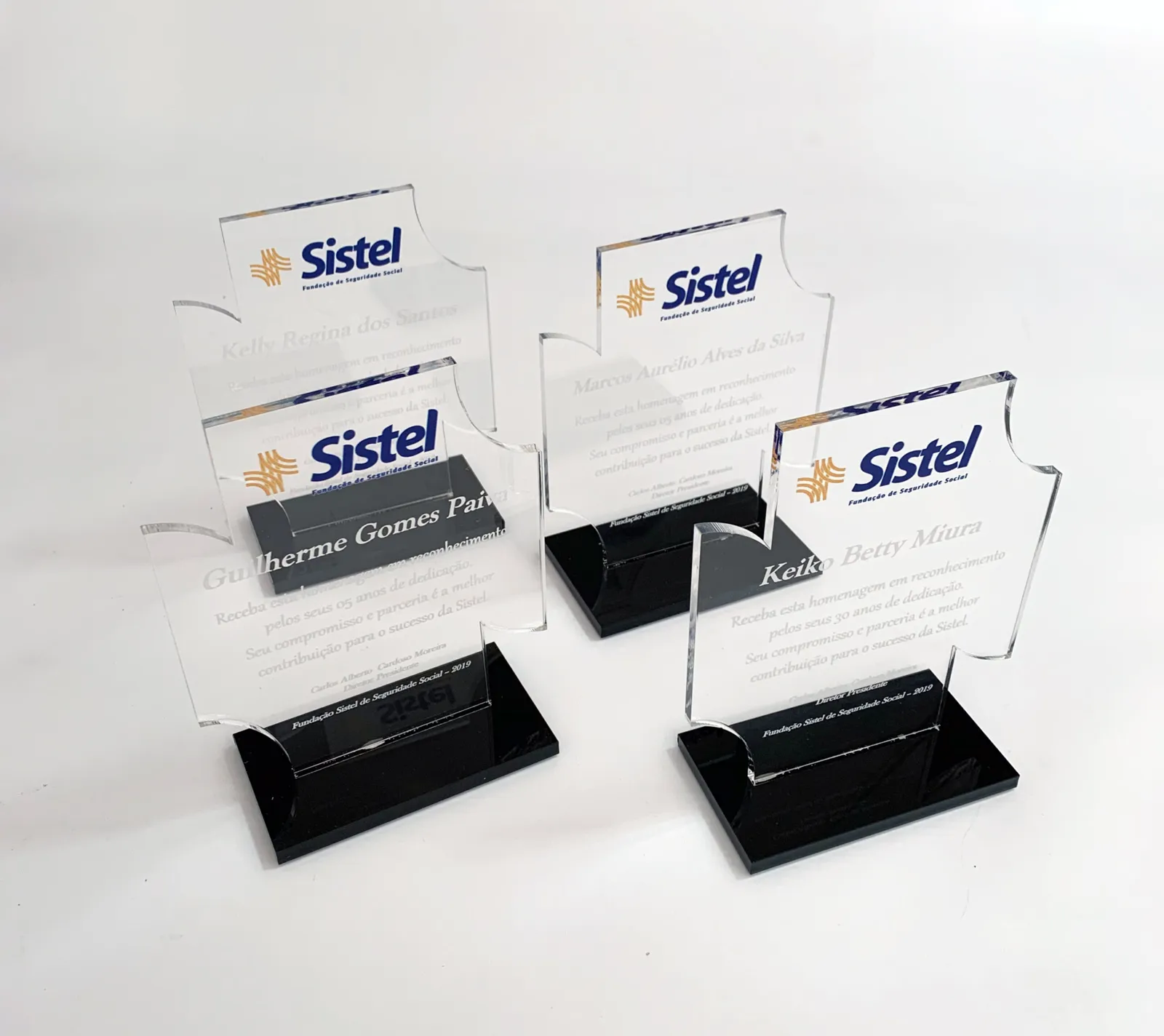Troféus Sistel. Acrílico cristal